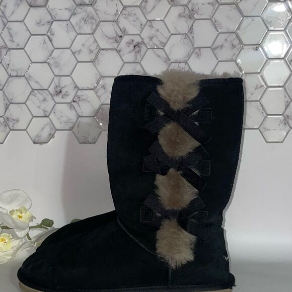 UGG Koolaburra Victoria Fur-Lined Boots with Bows - Picture 3 of 9